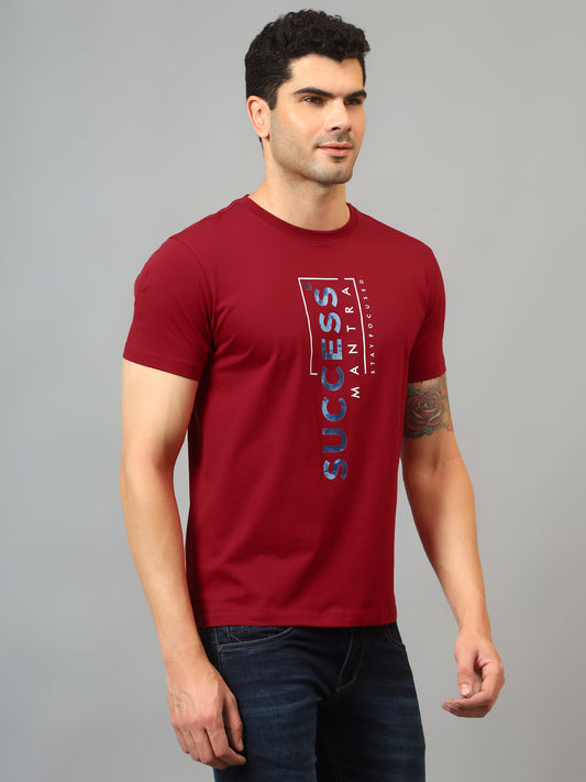 T-Shirt for Men | Breathable & Soft with Color Fastness Regular Fit Round Neck Cotton Blend Fabric Printed Pattern