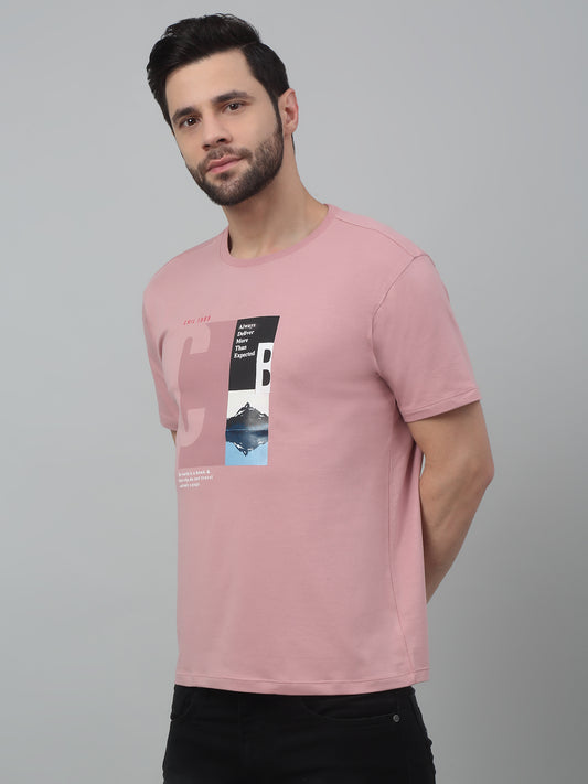 T-Shirt for Men | Breathable & Soft with Color Fastness Regular Fit Round Neck Cotton Blend Fabric Printed Pattern