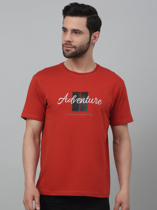 T-Shirt for Men | Breathable & Soft with Color Fastness Regular Fit Round Neck Cotton Blend Fabric Printed Pattern