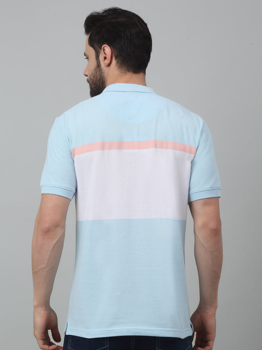 T-Shirt for Men | Breathable & Soft with Color Fastness Regular Fit Polo Neck Poly Cotton Fabric Colour Block Pattern