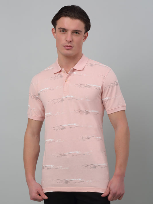 T-Shirt for Men | Breathable & Soft with Color Fastness Regular Fit Polo Neck Poly Cotton Fabric Printed Pattern