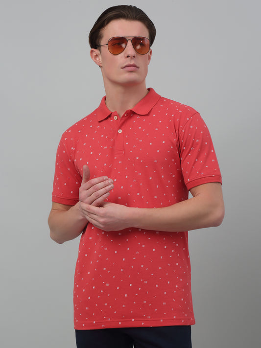 T-Shirt for Men | Breathable & Soft with Color Fastness Regular Fit Polo Neck Poly Cotton Fabric Printed Pattern