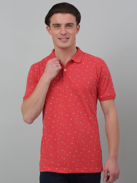 T-Shirt for Men | Breathable & Soft with Color Fastness Regular Fit Polo Neck Poly Cotton Fabric Printed Pattern