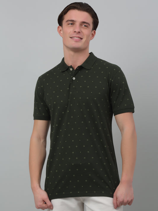 T-Shirt for Men | Breathable & Soft with Color Fastness Regular Fit Polo Neck Poly Cotton Fabric Printed Pattern