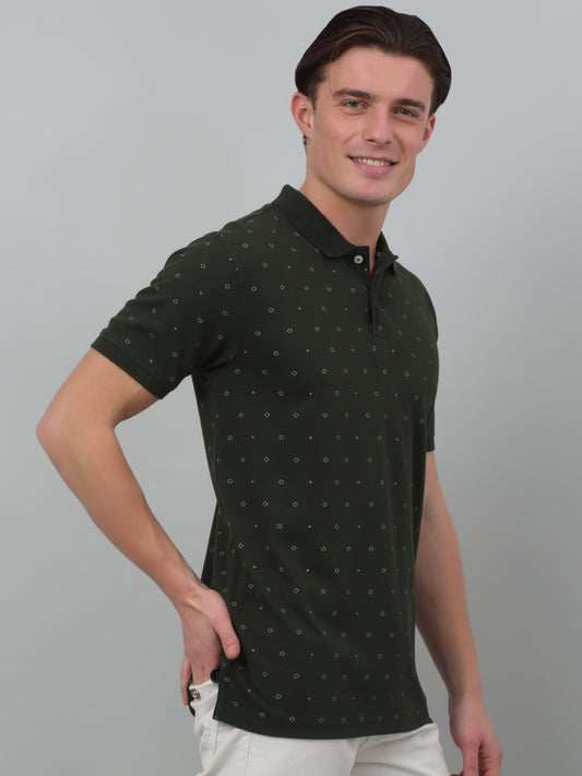 T-Shirt for Men | Breathable & Soft with Color Fastness Regular Fit Polo Neck Poly Cotton Fabric Printed Pattern
