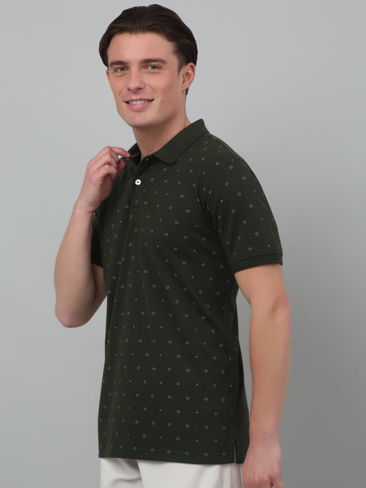 T-Shirt for Men | Breathable & Soft with Color Fastness Regular Fit Polo Neck Poly Cotton Fabric Printed Pattern