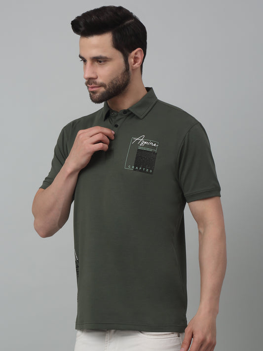 T-Shirt for Men | Breathable & Soft with Color Fastness Regular Fit Polo Neck Cotton Blend Fabric Printed Pattern