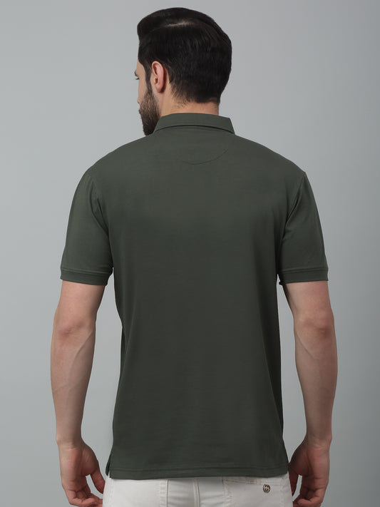 T-Shirt for Men | Breathable & Soft with Color Fastness Regular Fit Polo Neck Cotton Blend Fabric Printed Pattern
