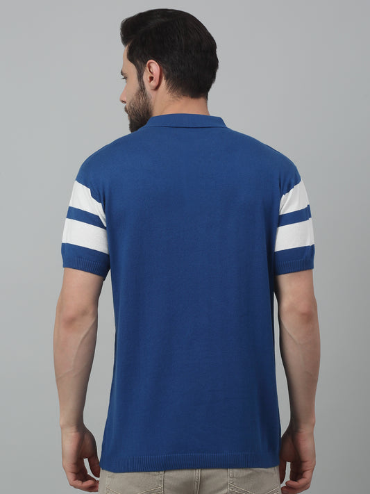 T-Shirt for Men | Breathable & Soft with Color Fastness Regular Fit Polo Neck Cotton Fabric Striped Pattern
