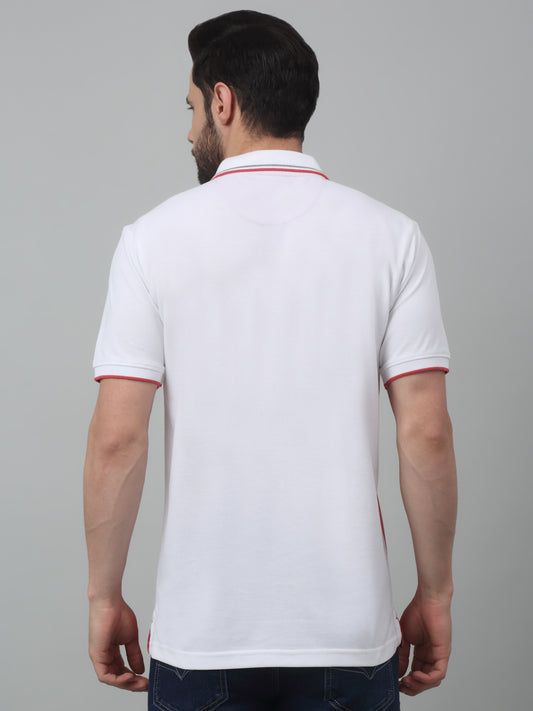 T-Shirt for Men | Breathable & Soft with Color Fastness Regular Fit Polo Neck Poly Cotton Fabric Colour Block Pattern