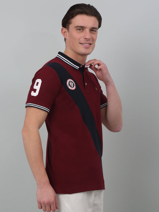 T-Shirt for Men | Breathable & Soft with Color Fastness Regular Fit Polo Neck Poly Cotton Fabric Solid Pattern