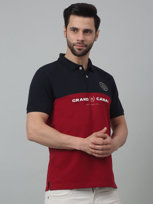 T-Shirt for Men | Breathable & Soft with Color Fastness Regular Fit Polo Neck Poly Cotton Fabric Printed Pattern