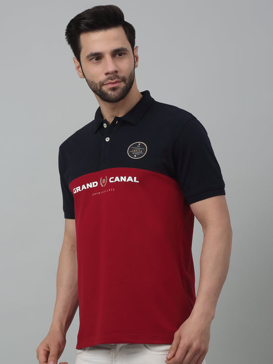 T-Shirt for Men | Breathable & Soft with Color Fastness Regular Fit Polo Neck Poly Cotton Fabric Printed Pattern