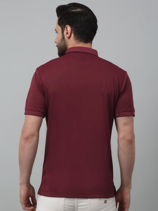 T-Shirt for Men | Breathable & Soft with Color Fastness Regular Fit Polo Neck Poly Cotton Fabric Solid Pattern