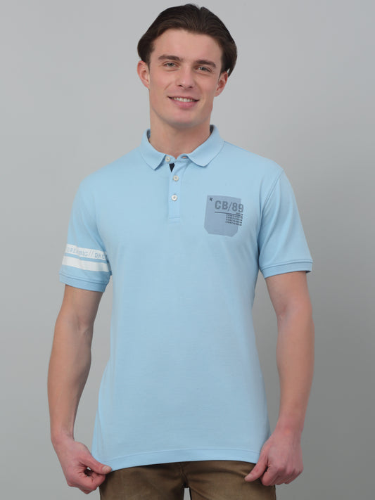 T-Shirt for Men | Breathable & Soft with Color Fastness Regular Fit Polo Neck Poly Cotton Fabric Printed Pattern