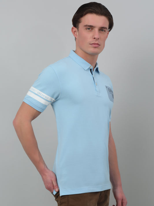 T-Shirt for Men | Breathable & Soft with Color Fastness Regular Fit Polo Neck Poly Cotton Fabric Printed Pattern
