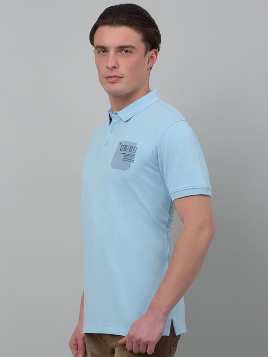 T-Shirt for Men | Breathable & Soft with Color Fastness Regular Fit Polo Neck Poly Cotton Fabric Printed Pattern