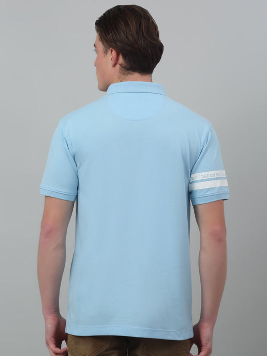 T-Shirt for Men | Breathable & Soft with Color Fastness Regular Fit Polo Neck Poly Cotton Fabric Printed Pattern