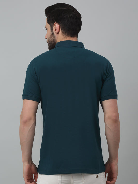 T-Shirt for Men | Breathable & Soft with Color Fastness Regular Fit Polo Neck Poly Cotton Fabric Solid Pattern