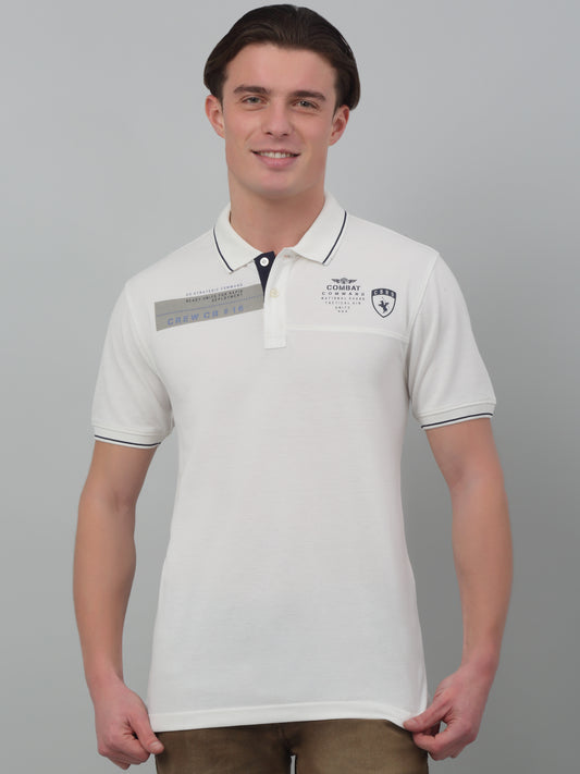 T-Shirt for Men | Breathable & Soft with Color Fastness Regular Fit Polo Neck Poly Cotton Fabric Solid Pattern