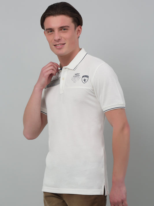 T-Shirt for Men | Breathable & Soft with Color Fastness Regular Fit Polo Neck Poly Cotton Fabric Solid Pattern