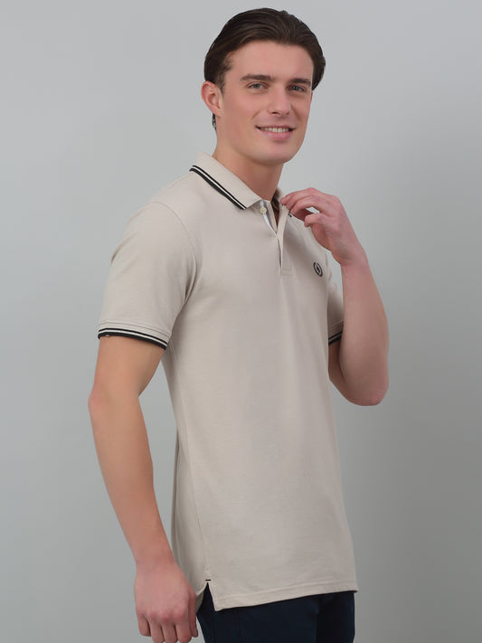 T-Shirt for Men | Breathable & Soft with Color Fastness Regular Fit Polo Neck Poly Cotton Fabric Solid Pattern