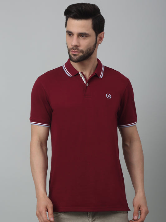 T-Shirt for Men | Breathable & Soft with Color Fastness Regular Fit Polo Neck Poly Cotton Fabric Solid Pattern