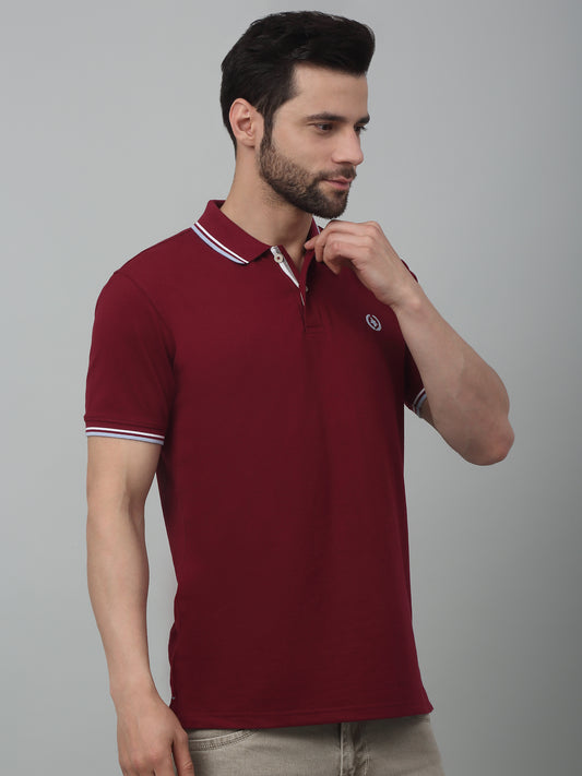 T-Shirt for Men | Breathable & Soft with Color Fastness Regular Fit Polo Neck Poly Cotton Fabric Solid Pattern