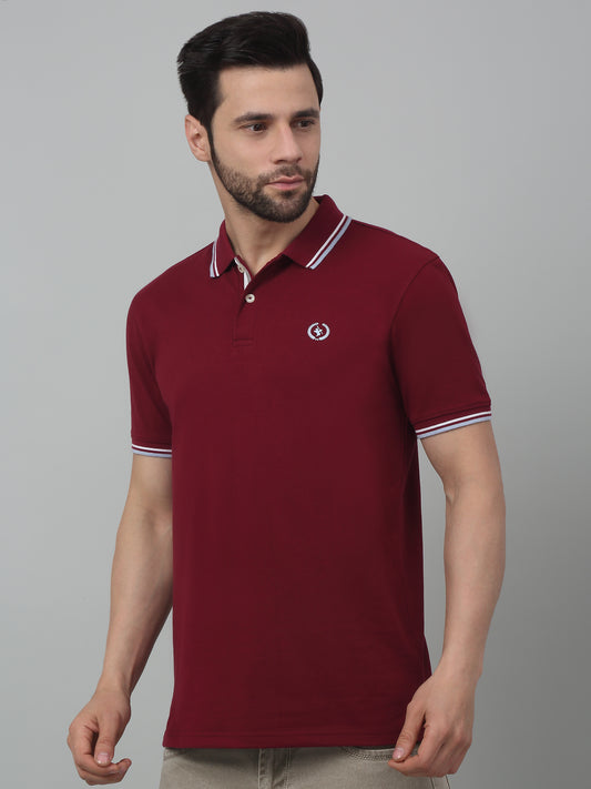 T-Shirt for Men | Breathable & Soft with Color Fastness Regular Fit Polo Neck Poly Cotton Fabric Solid Pattern