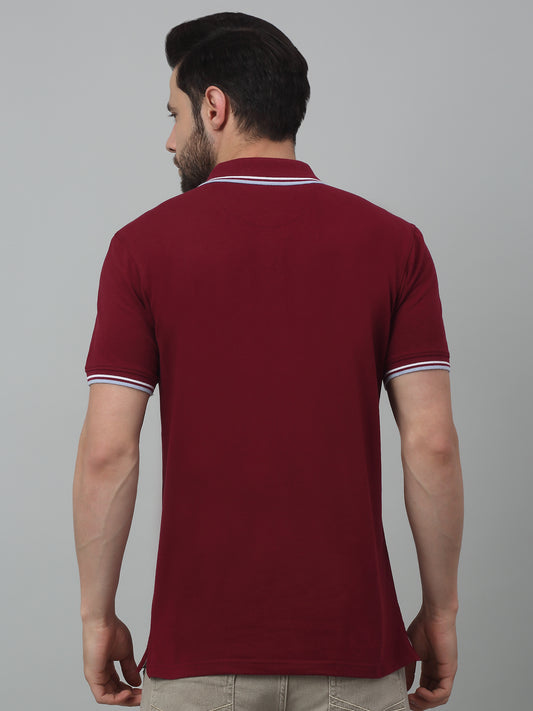 T-Shirt for Men | Breathable & Soft with Color Fastness Regular Fit Polo Neck Poly Cotton Fabric Solid Pattern