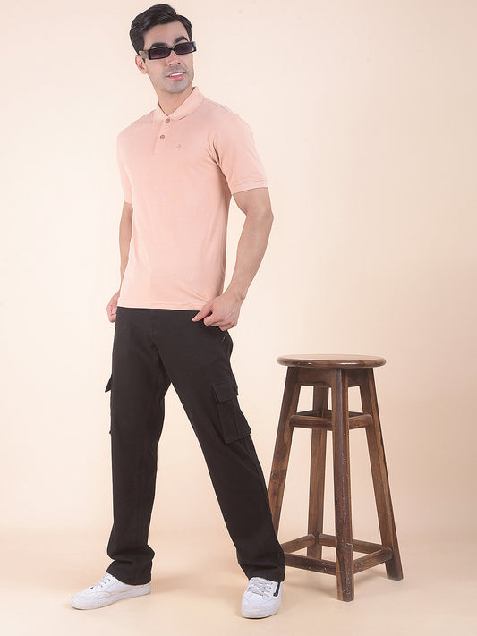 T-Shirt for Men | Breathable & Soft with Color Fastness Regular Fit Polo Neck Poly Cotton Fabric Solid Pattern