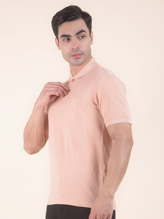 T-Shirt for Men | Breathable & Soft with Color Fastness Regular Fit Polo Neck Poly Cotton Fabric Solid Pattern
