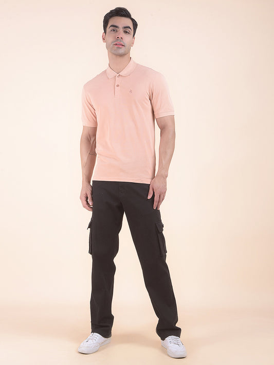 T-Shirt for Men | Breathable & Soft with Color Fastness Regular Fit Polo Neck Poly Cotton Fabric Solid Pattern