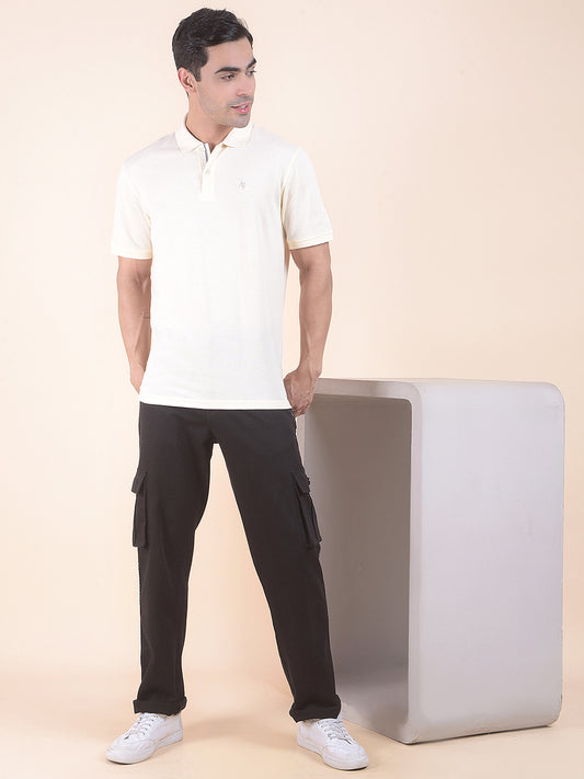 T-Shirt for Men | Breathable & Soft with Color Fastness Regular Fit Polo Neck Poly Cotton Fabric Solid Pattern