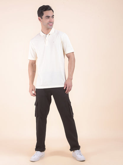 T-Shirt for Men | Breathable & Soft with Color Fastness Regular Fit Polo Neck Poly Cotton Fabric Solid Pattern