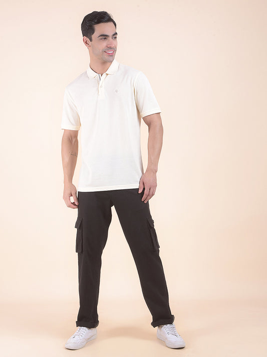 T-Shirt for Men | Breathable & Soft with Color Fastness Regular Fit Polo Neck Poly Cotton Fabric Solid Pattern