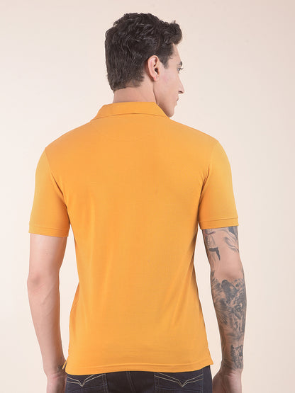 Men's Mustard Regular Fit Solid Half Sleeve Casual T-Shirt