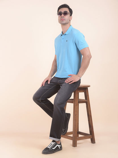 T-Shirt for Men | Breathable & Soft with Color Fastness Regular Fit Polo Neck Poly Cotton Fabric Solid Pattern