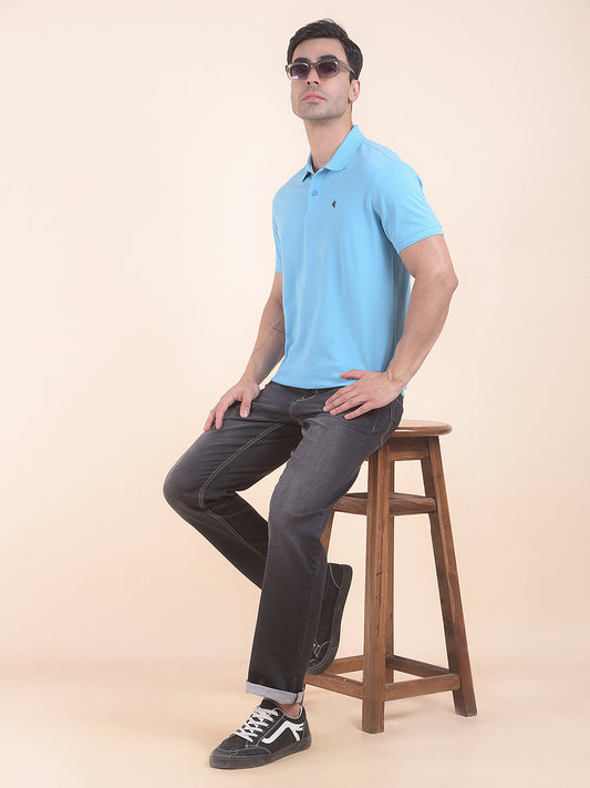 T-Shirt for Men | Breathable & Soft with Color Fastness Regular Fit Polo Neck Poly Cotton Fabric Solid Pattern