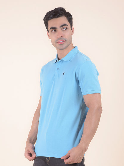 T-Shirt for Men | Breathable & Soft with Color Fastness Regular Fit Polo Neck Poly Cotton Fabric Solid Pattern