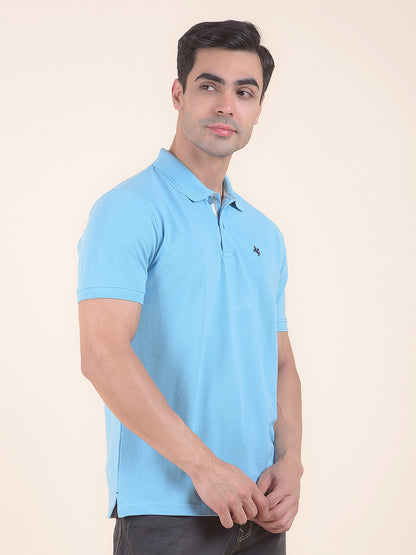 T-Shirt for Men | Breathable & Soft with Color Fastness Regular Fit Polo Neck Poly Cotton Fabric Solid Pattern