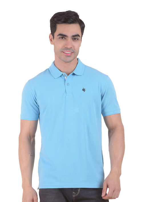 T-Shirt for Men | Breathable & Soft with Color Fastness Regular Fit Polo Neck Poly Cotton Fabric Solid Pattern