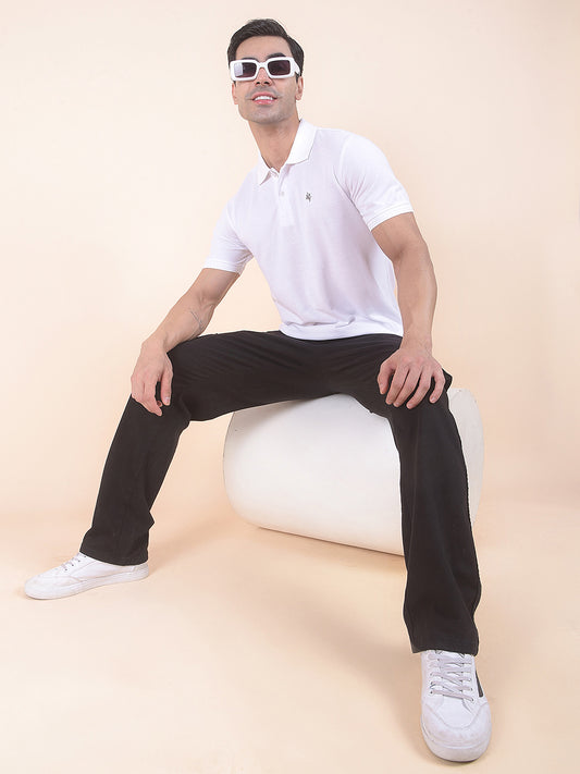 T-Shirt for Men | Breathable & Soft with Color Fastness Regular Fit Polo Neck Poly Cotton Fabric Solid Pattern
