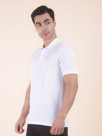 T-Shirt for Men | Breathable & Soft with Color Fastness Regular Fit Polo Neck Poly Cotton Fabric Solid Pattern