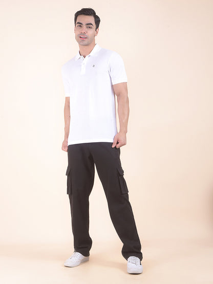 T-Shirt for Men | Breathable & Soft with Color Fastness Regular Fit Polo Neck Poly Cotton Fabric Solid Pattern