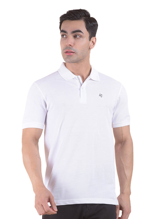 T-Shirt for Men | Breathable & Soft with Color Fastness Regular Fit Polo Neck Poly Cotton Fabric Solid Pattern