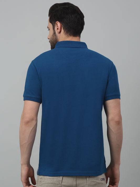 Men's Air Force Blue Regular Fit Solid Half Sleeve Casual T-Shirt