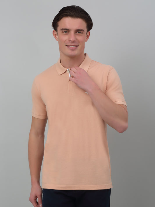 T-Shirt for Men | Breathable & Soft with Color Fastness Regular Fit Polo Neck Poly Cotton Fabric Solid Pattern