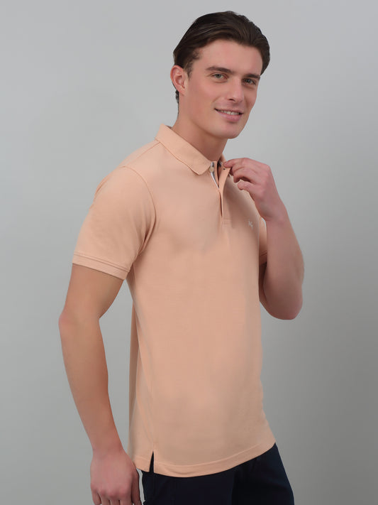 T-Shirt for Men | Breathable & Soft with Color Fastness Regular Fit Polo Neck Poly Cotton Fabric Solid Pattern