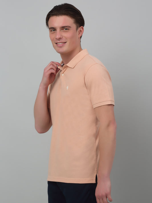 T-Shirt for Men | Breathable & Soft with Color Fastness Regular Fit Polo Neck Poly Cotton Fabric Solid Pattern